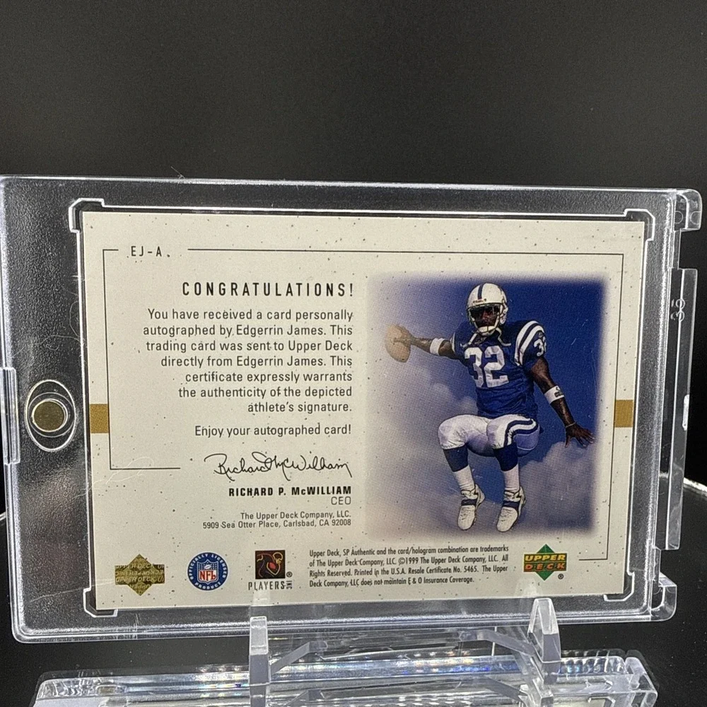 1999 SP Authentic Player's Ink Green #EJA Edgerrin James Auto